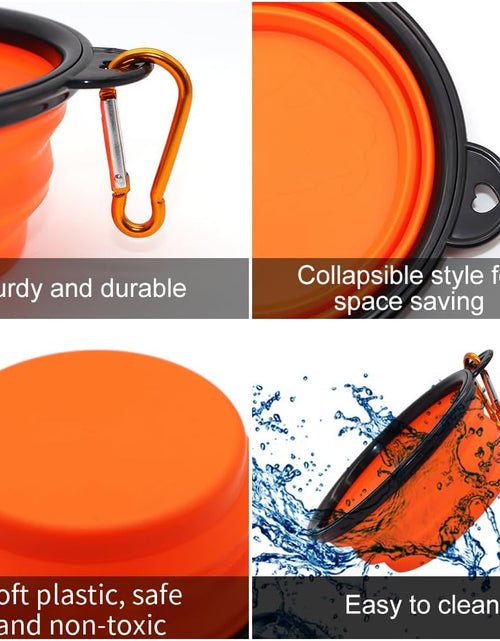 Load image into Gallery viewer, Collapsible Dog Bowls, 2 Pack, Portable Pet Feeding Watering Dish for Traveling with Carabiners (Small, Orange+Pink)
