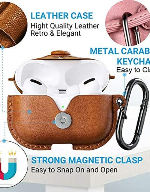 Load image into Gallery viewer, for Airpods Pro 2 Case Leather, Airpods Pro Leather Case Cover with Keychain Airpods Strap Compatible with Apple Airpods Pro 2Nd Generation 2023 2022/ Airpods Pro 2019 (Front LED Visible),Brown
