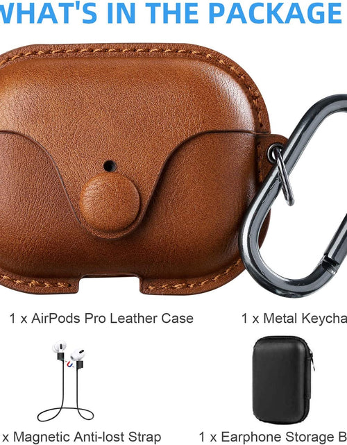 Load image into Gallery viewer, for Airpods Pro 2 Case Leather, Airpods Pro Leather Case Cover with Keychain Airpods Strap Compatible with Apple Airpods Pro 2Nd Generation 2023 2022/ Airpods Pro 2019 (Front LED Visible),Brown

